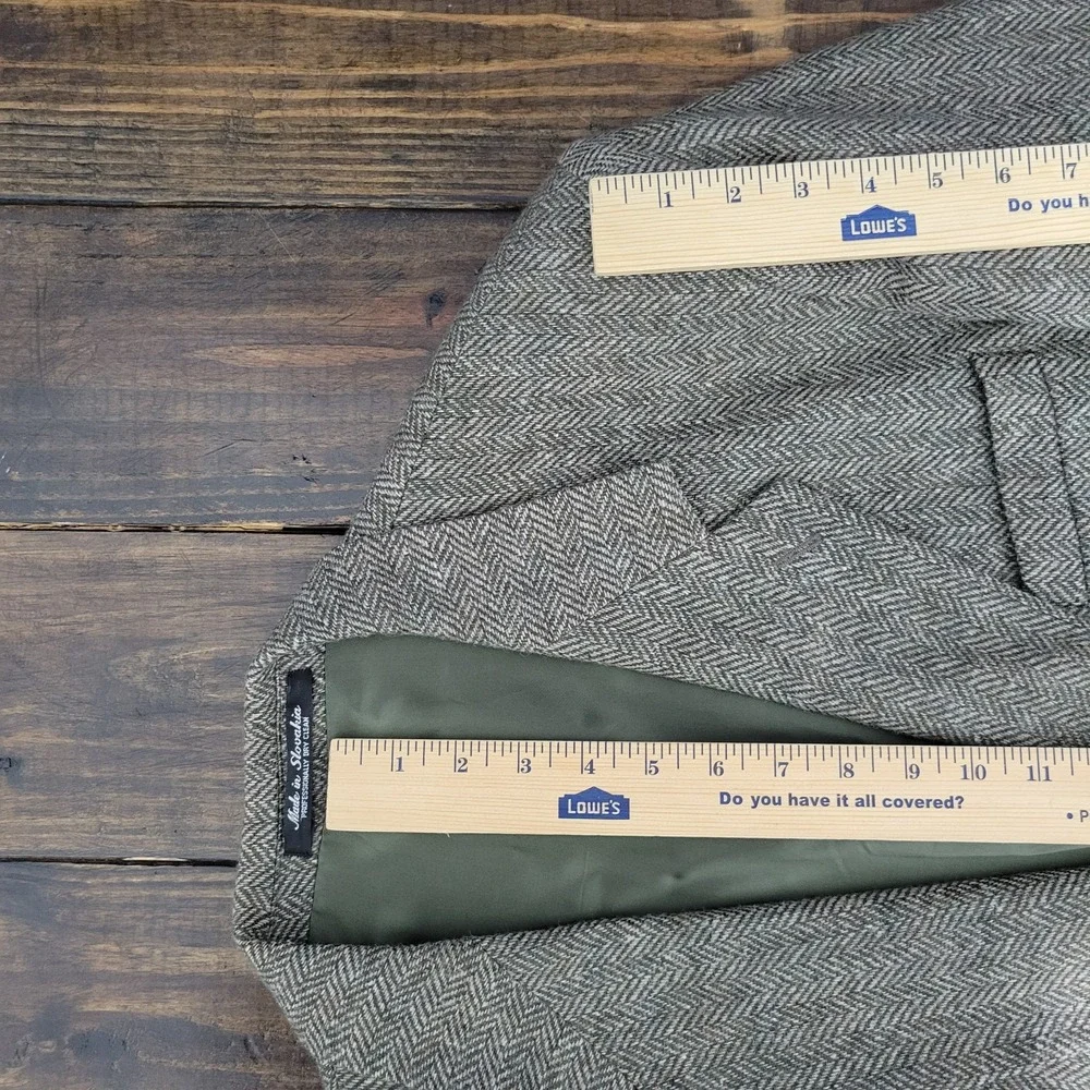 Robert Stock Classics Men's Tweed‎ Sport Coat Blazer Olive Herringbone Wool 42S